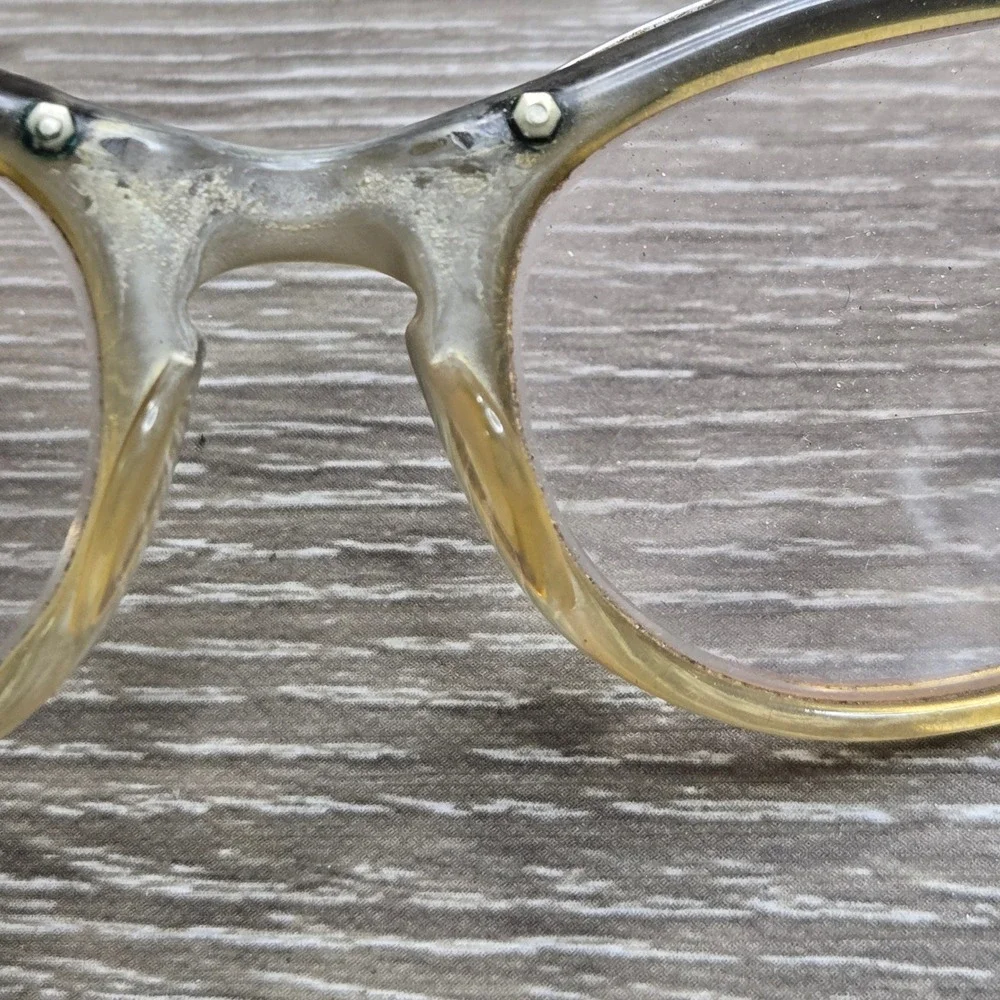 Vintage American Optical Cat Eye Eyeglasses Frame Only Silver Floral Black 5 1/2